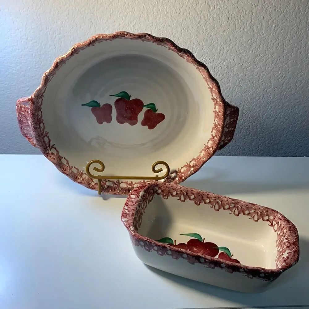 Strawberry Neher 1996 Baking 2 Vintage Dishes Farmhouse Handcrafted Recipes Red